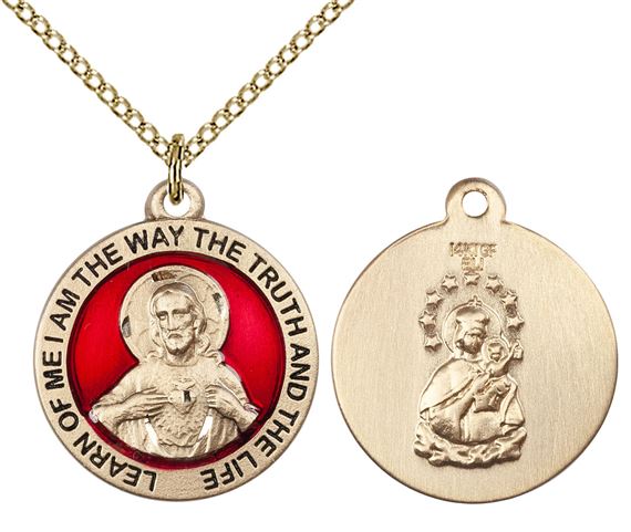 14KT GOLD FILLED SCAPULAR PENDANT WITH CHAIN