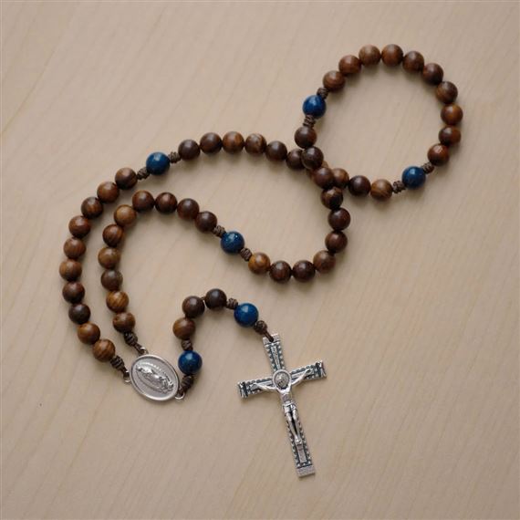 ROSARY IN A YEAR 5 DECADE WOOD AND GEMSTONE ROSARY