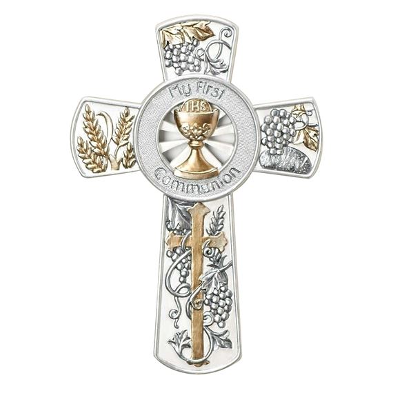 MY FIRST COMMUNION - SILVER & GOLD WALL CROSS