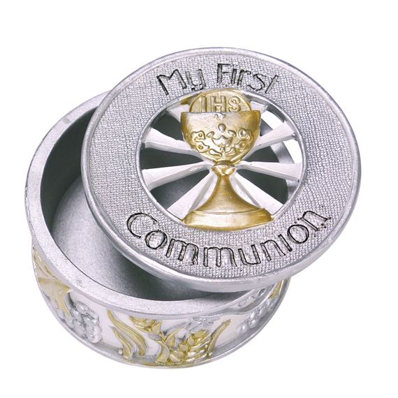 MY FIRST COMMUNION - SILVER & GOLD KEEPSAKE BOX