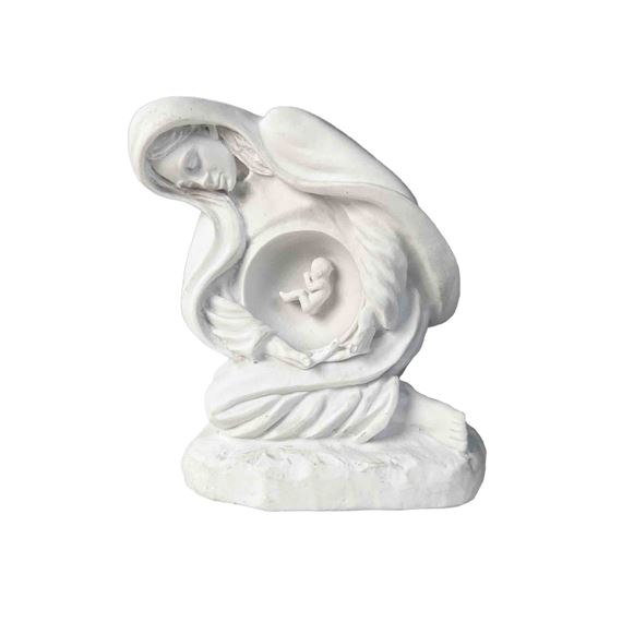 CAST ALABASTER MOTHER MARY & JESUS - NATIONAL LIFE MONUMENT STATUE - 4 1/2"