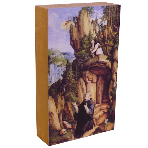 ST. BENEDICT IN PRAYER ICON BLOCK - 3 X 5