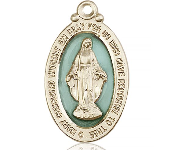 14KT GOLD MIRACULOUS MEDAL - 1 1/8" x 5/8"