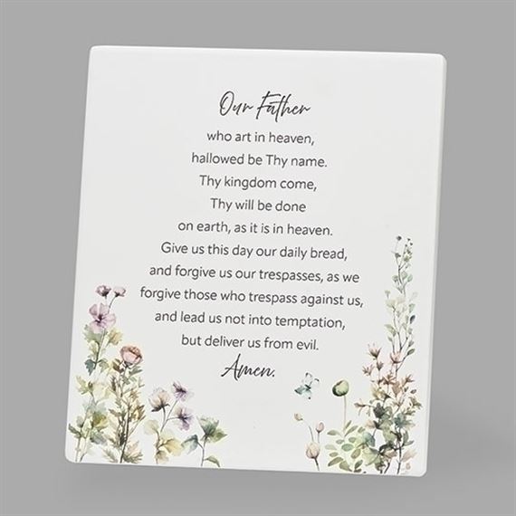 OUR FATHER PRAYER PLAQUE WITH EASEL BACK