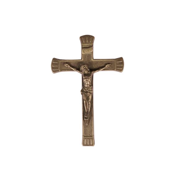 ANTIQUED BRASS WALL CRUCIFIX - 7 1/2"
