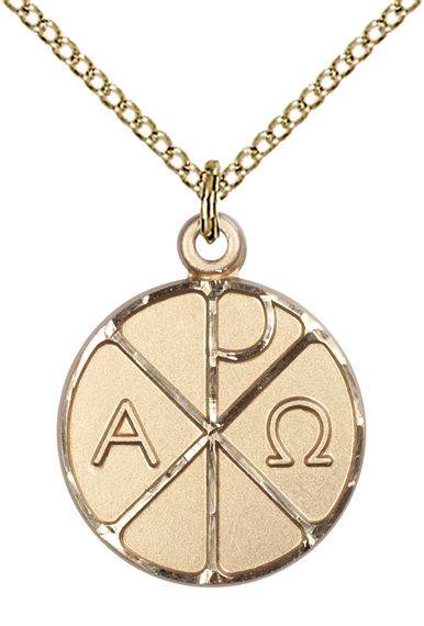 14KT GOLD FILLED ALPHA & OMEGA PENDANT WITH CHAIN