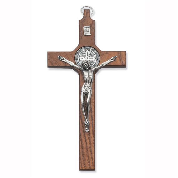 ST. BENEDICT STAINED OAK CRUCIFIX