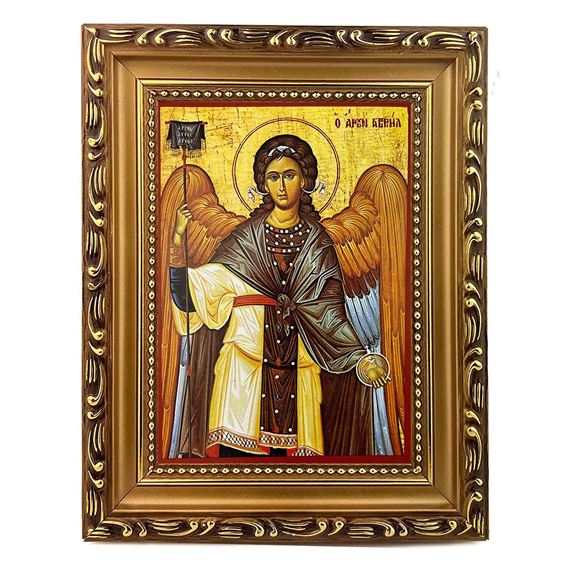 ARCHANGEL GABRIEL FRAMED GREEK ICON 5 ¾” x 7 ¼"