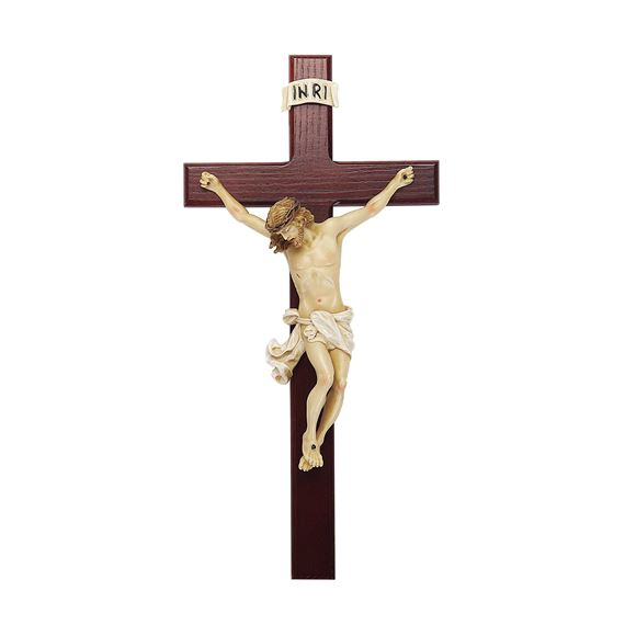 BEVELED CHERRY WALL CRUCIFIX