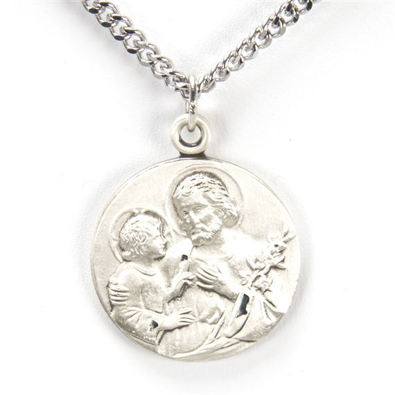 ST. JOSEPH AND CHILD JESUS STERLING SILVER MEDAL