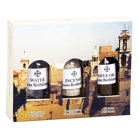 HOLY LAND OIL, WATER & INCENSE SET