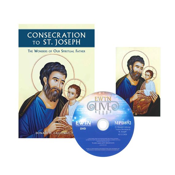 CONSECRATION TO ST. JOSEPH BOOK, PRAYER CARD & FREE EWTN LIVE DVD