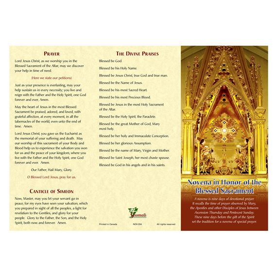 NOVENA IN HONOR OF THE BLESSED SACRAMENT