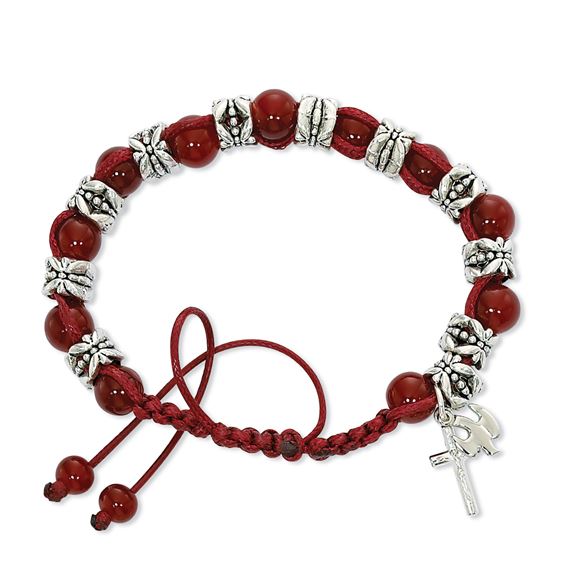RED BEAD HOLY SPIRIT AND CROSS ROPE BRACELET