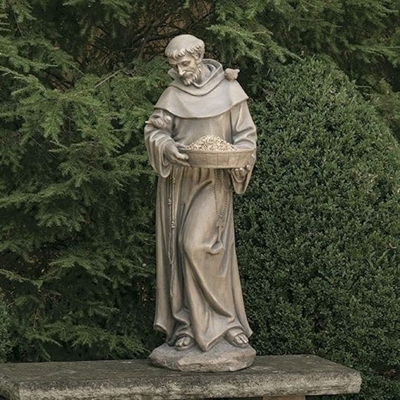 ST. FRANCIS BIRD FEEDER GARDEN STATUE - 44 1/2"