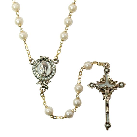 GLASS PEARL ROSARY/PEARLIZED DETAIL