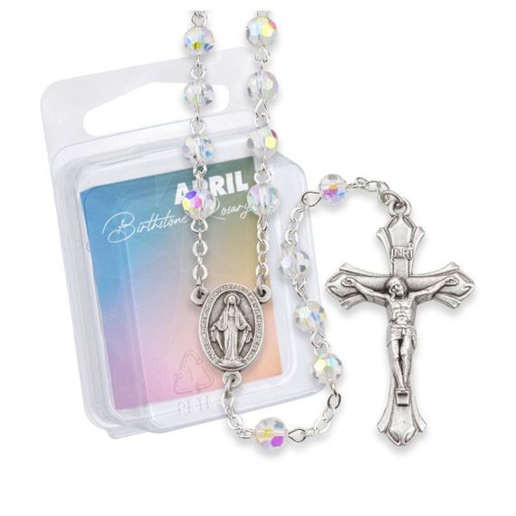 BIRTHSTONE ROSARY - APRIL (CRYSTAL) | EWTN Religious Catalogue