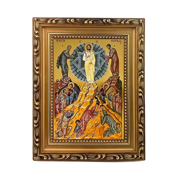 TRANSFIGURATION - FRAMED GREEK ICON 5 ¾” x 7 ¼"
