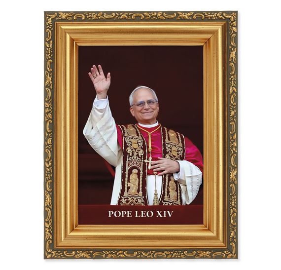 POPE LEO XIV PORTRAIT IN GOLD FRAME (5 1/2" X 7")