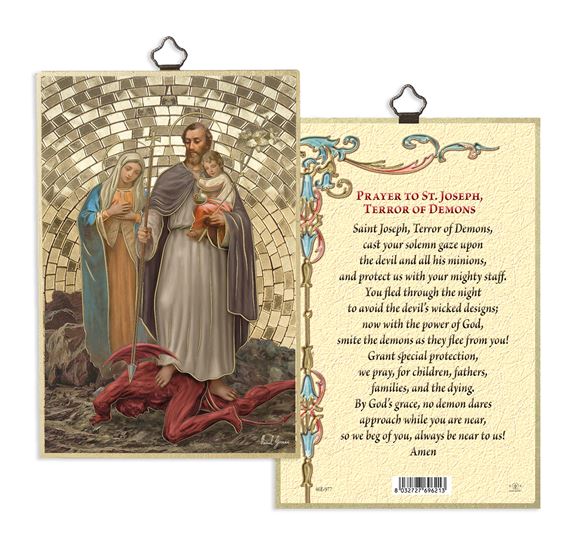 ST. JOSEPH TERROR OF DEMONS MOSAIC PLAQUE