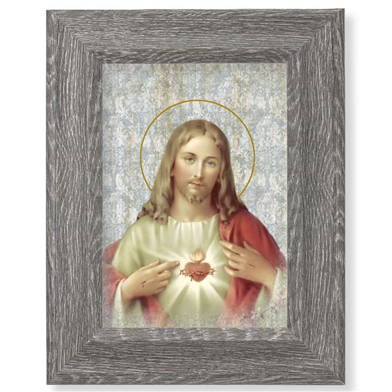 SACRED HEART OF JESUS FRAMED ART - 7 1/2" X 9 1/2"