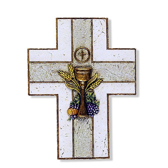 WHEAT, GRAPES, AND CHALICE WALL CROSS