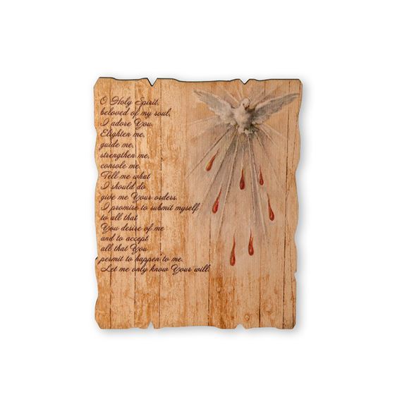 HOLY SPIRIT VINTAGE WOOD PLAQUE