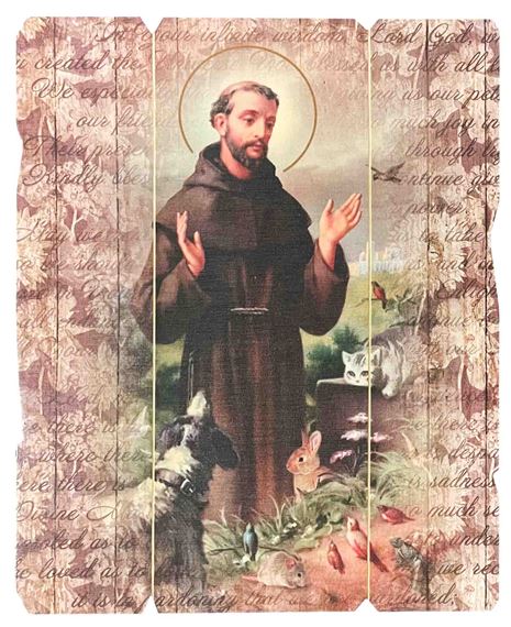 ST. FRANCIS VINTAGE WOOD PLAQUE - 9"