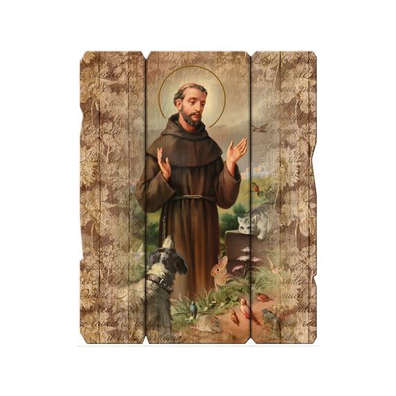 ST. FRANCIS VINTAGE WOOD PLAQUE - 9"