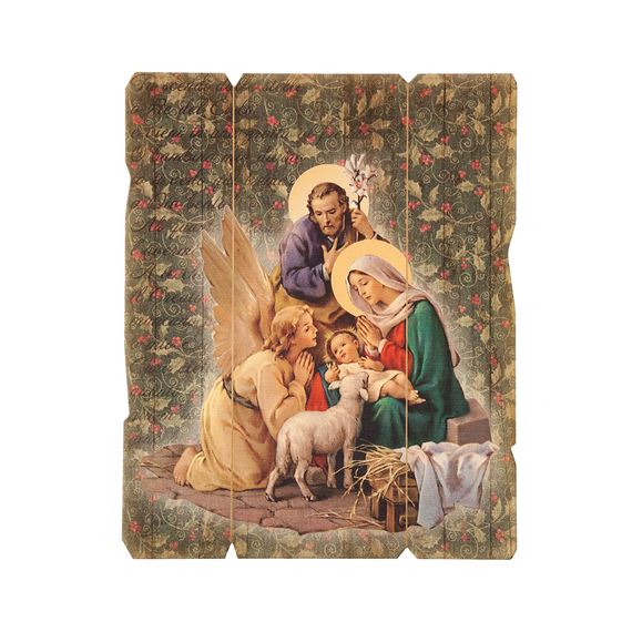HOLY FAMILY VINTAGE WOOD PLAQUE 7½” x 9”