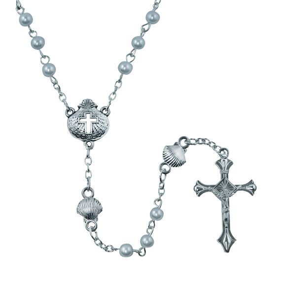 BLUE PEARL BAPTISM ROSARY