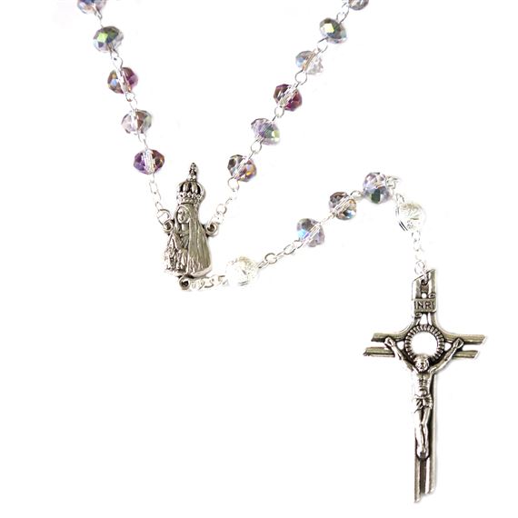 FATIMA ROSARY WITH CRYSTAL BEADS - BLUE IRIDESCENCE