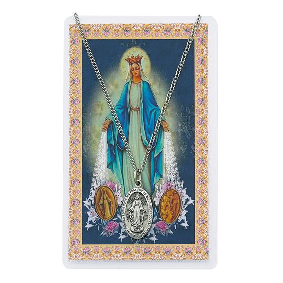 MIRACULOUS MEDAL PENDANT & PRAYER CARD