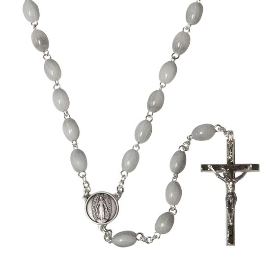 WHITE BEAD GLOW-IN-THE-DARK ROSARY