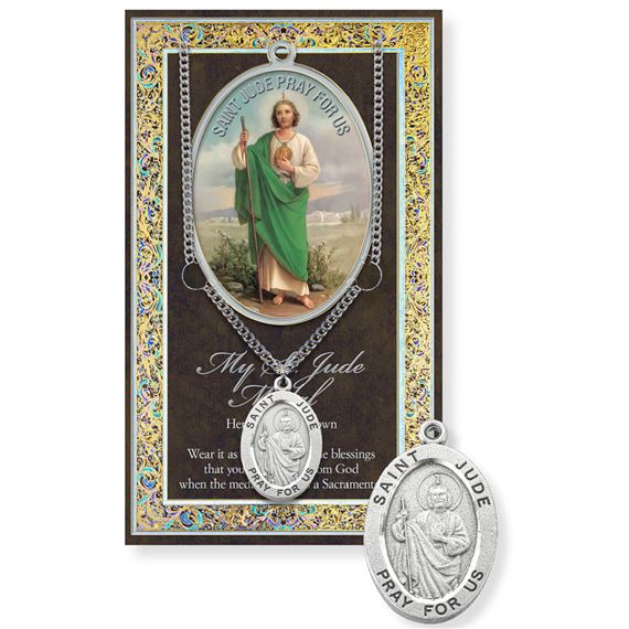 ST. JUDE PEWTER MEDAL ON 24" CHAIN WITH CARD