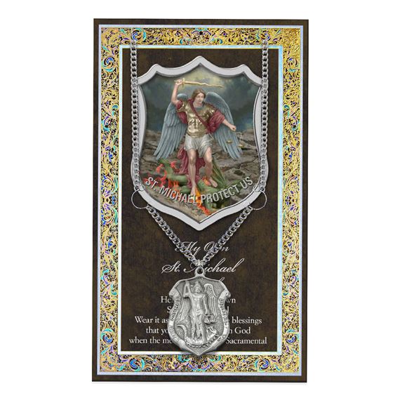 ST. MICHAEL POLICE PATRON SAINT GENUINE PEWTER MEDAL
