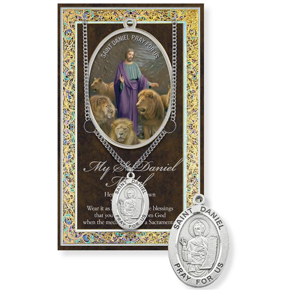 ST. DANIEL PEWTER MEDAL ON 24" CHAIN WITH CARD