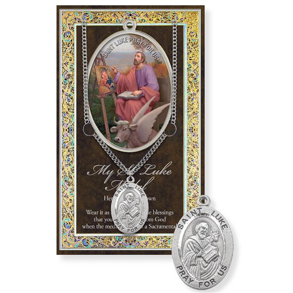 ST. LUKE PEWTER MEDAL ON 24" CHAIN WITH CARD