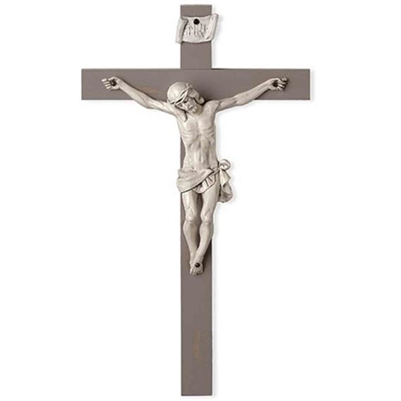 FONTANINI LIGHT GREY CRUCIFIX WITH CARRARA STYLE CORPUS - 12"