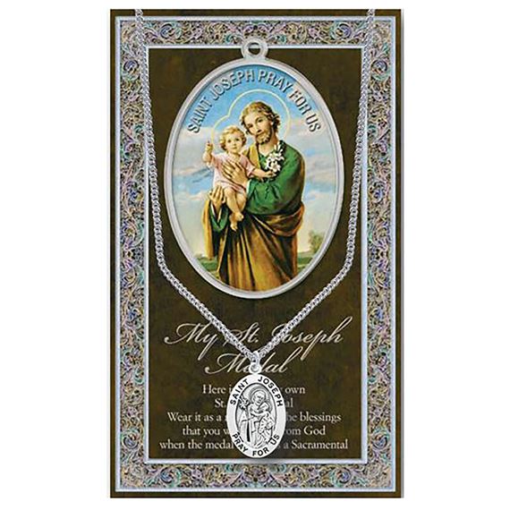 GENUINE PEWTER ST. JOSEPH MEDAL AND CARD