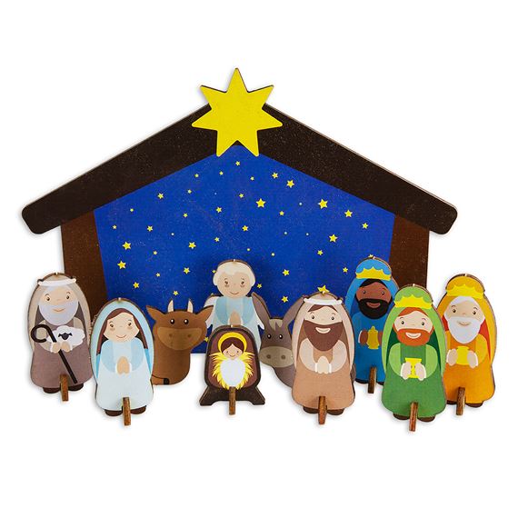 CHILDREN'S WOODEN BUILDABLE STANDING NATIVITY KIT