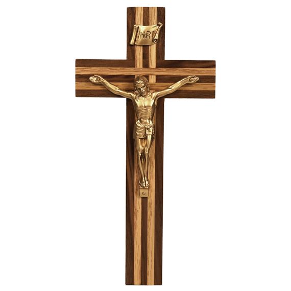 WALNUT CRUCIFIX WITH OAK INLAY (10-INCH)