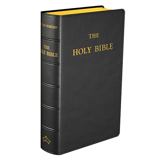 BLACK LEATHER DOUAY-RHEIMS BIBLE - POCKET SIZE