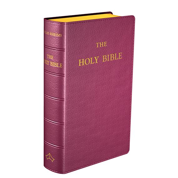 BURGUNDY LEATHER DOUAY-RHEIMS BIBLE - POCKET SIZE