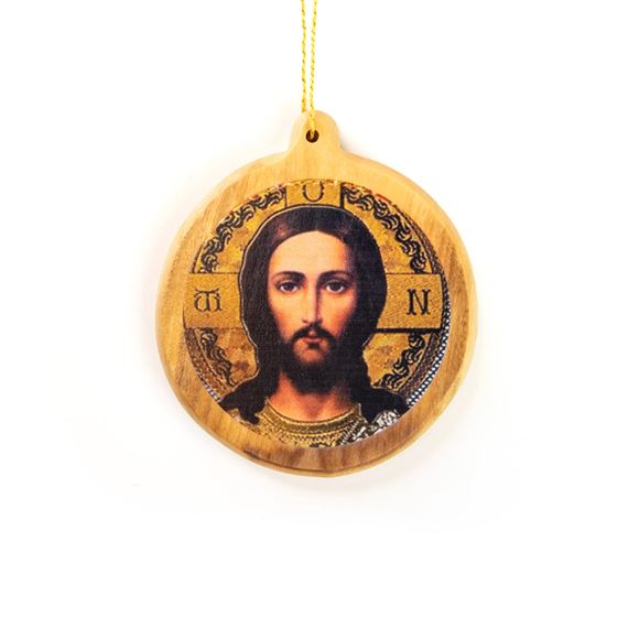 JESUS FACE - BYZANTINE OLIVE WOOD ORNAMENT