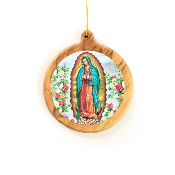 OUR LADY OF GUADALUPE OLIVE WOOD ORNAMENT