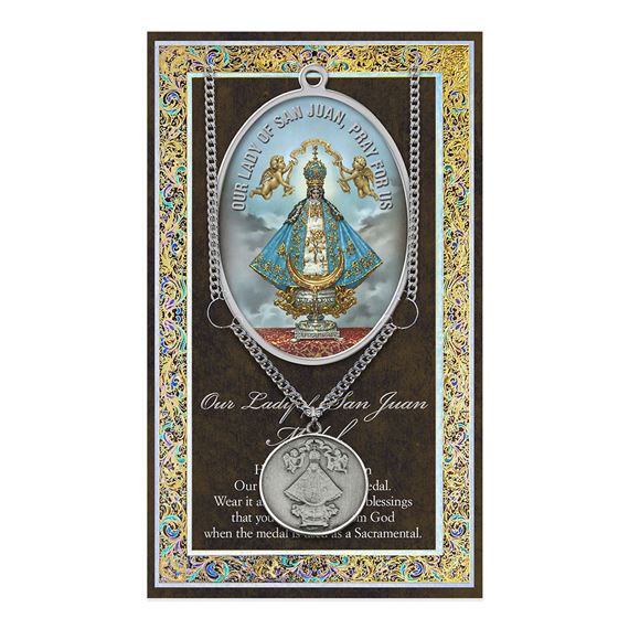 OUR LADY OF SAN JUAN PEWTER MEDAL WITH PAMPHLET