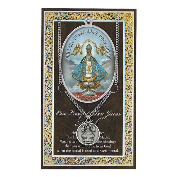 OUR LADY OF SAN JUAN PEWTER MEDAL WITH PAMPHLET