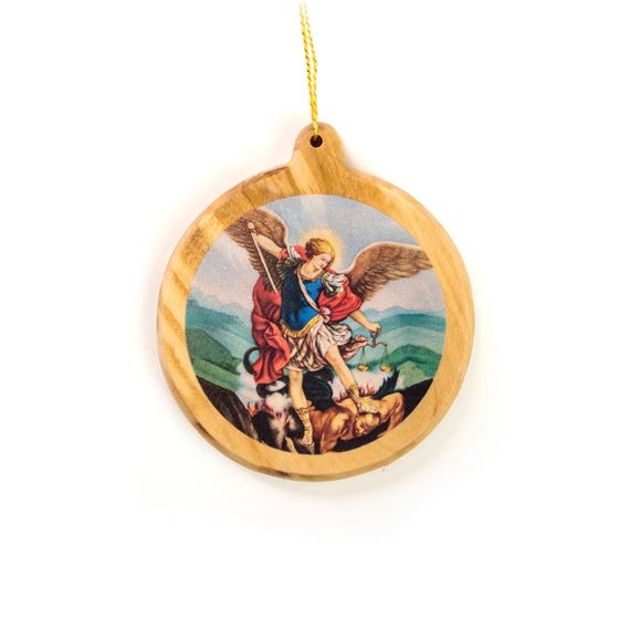 ST. MICHAEL THE ARCHANGEL OLIVE WOOD ORNAMENT