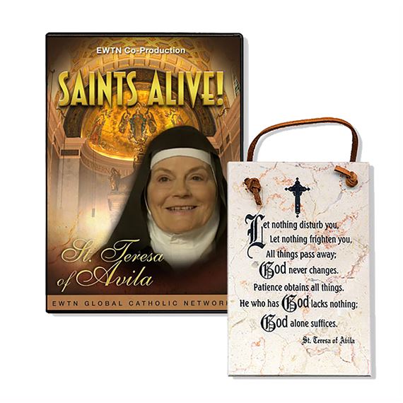 ST TERESA OF AVILA STONE PLAQUE & FREE DVD